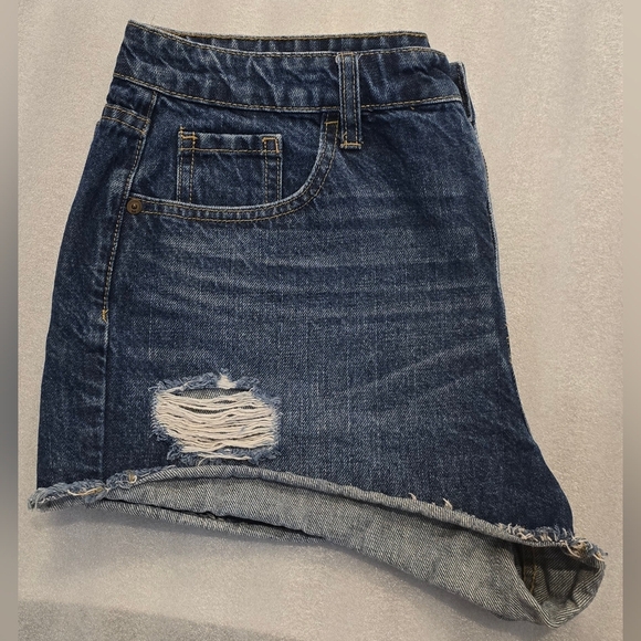 Mossimo Supply Co. High-Rise Distressed Denim Short Shorts, Size 14/32 - Picture 3 of 16